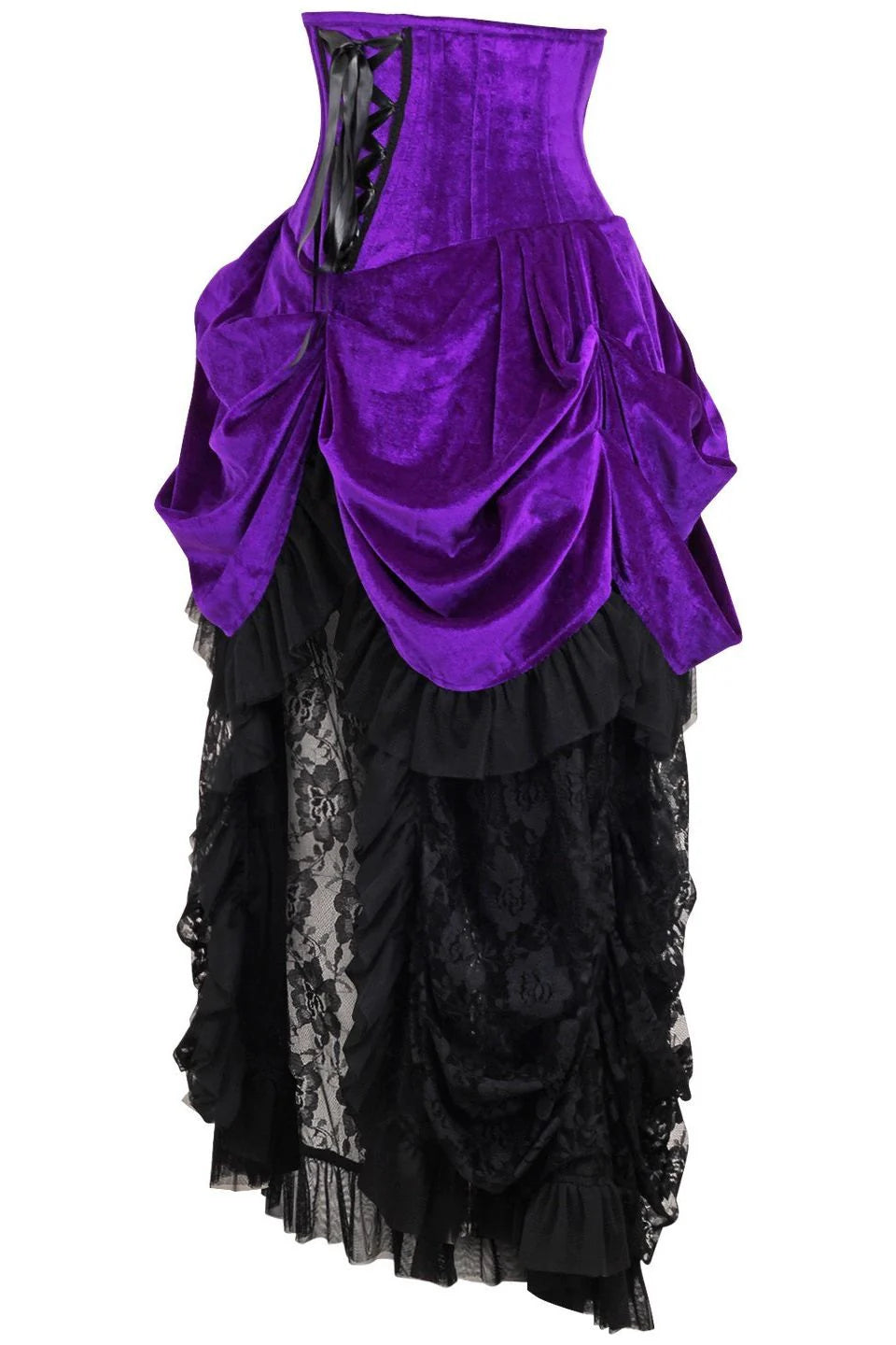 Queen Top Drawer Velvet Victorian Bustle Underbust Corset Dress