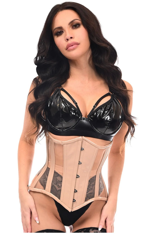 Top Drawer Patent & Mesh Steel Boned Underbust Corset