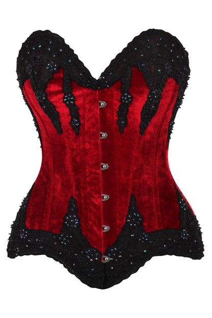 Queen Top Drawer Velvet & Beaded Steel Boned Corset