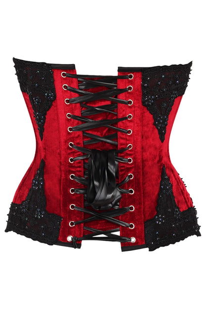 Queen Top Drawer Velvet & Beaded Steel Boned Corset