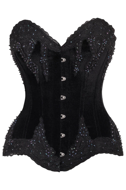 Queen Top Drawer Velvet & Beaded Steel Boned Corset