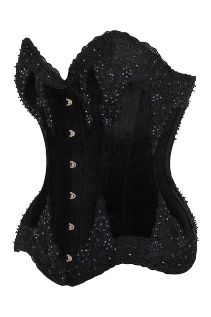 Queen Top Drawer Velvet & Beaded Steel Boned Corset