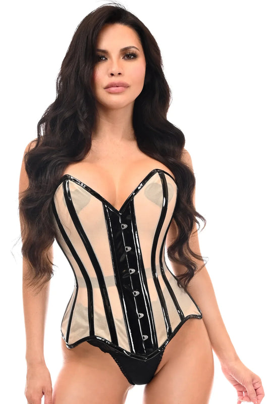 Top Drawer Patent & Mesh Steel Boned Corset