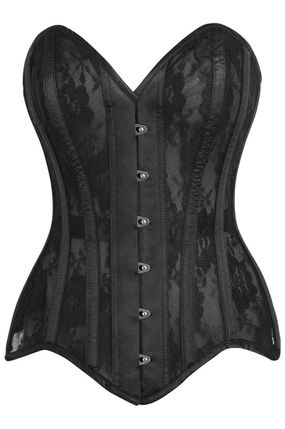 Top Drawer Sheer Mesh & Lace Steel Boned Corset