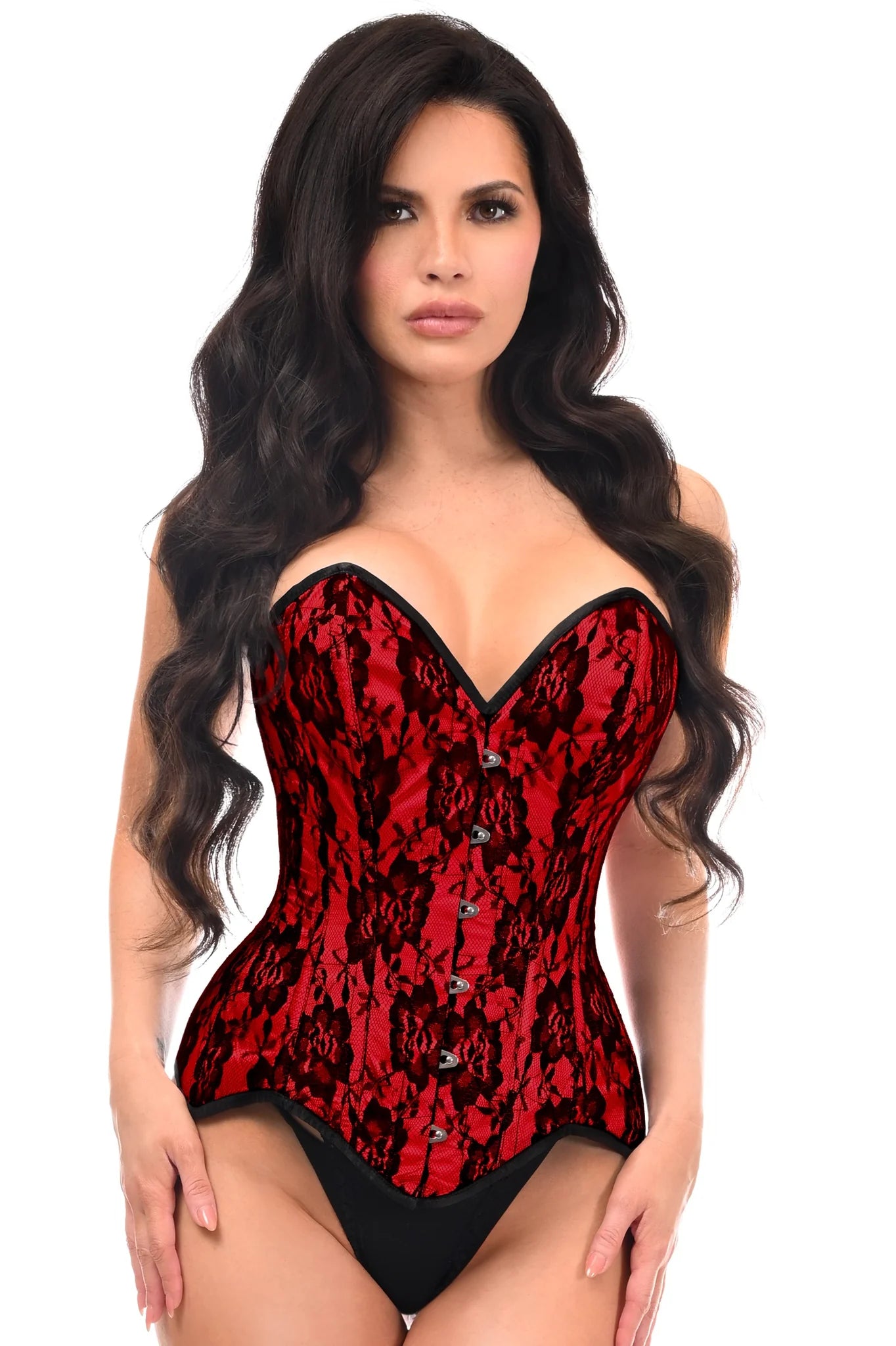 Queen Top Drawer Satin w/ Lace Overlay Steel Boned Overbust Corset