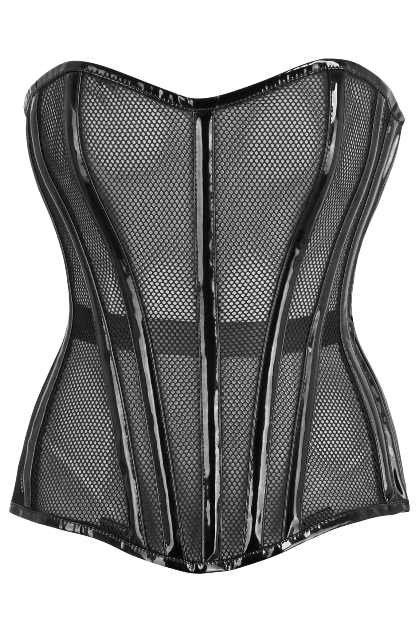 Top Drawer Fishnet & Patent Steel Boned Corset