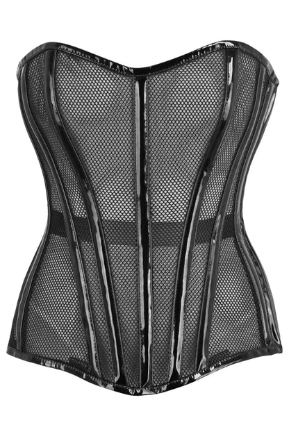 Top Drawer Fishnet & Patent Steel Boned Corset