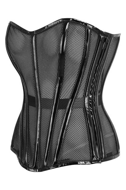 Top Drawer Fishnet & Patent Steel Boned Corset