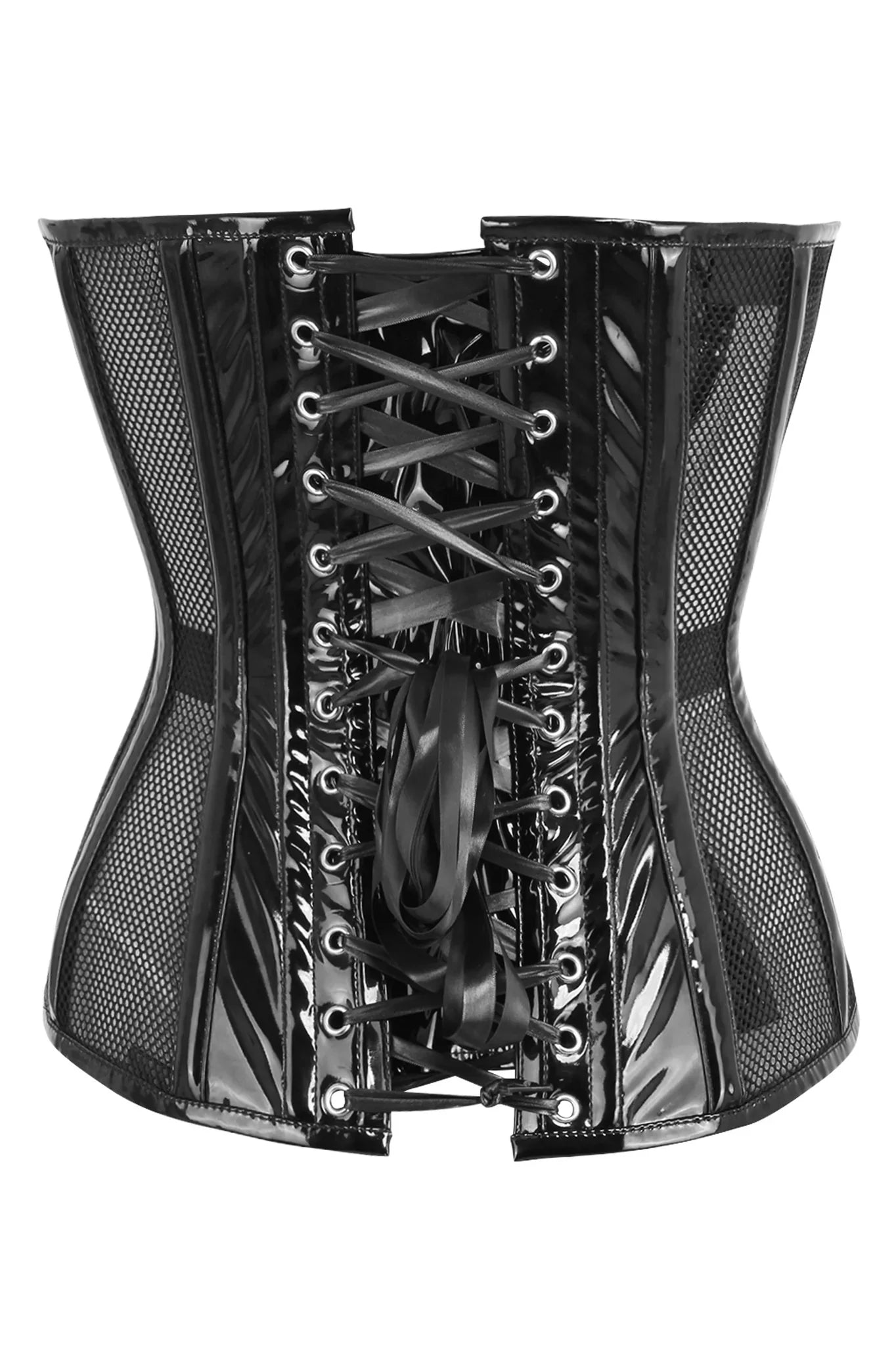 Top Drawer Fishnet & Patent Steel Boned Corset