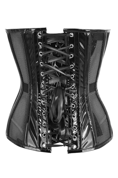 Top Drawer Fishnet & Patent Steel Boned Corset