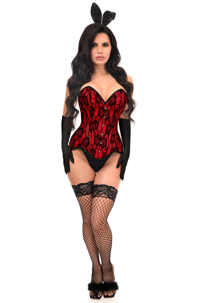 Top Drawer 4 PC Premium Red Bunny Corset Costume