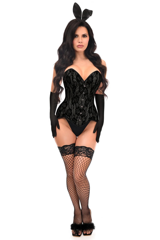 Premium Black Bunny Steel Boned Corset Costume