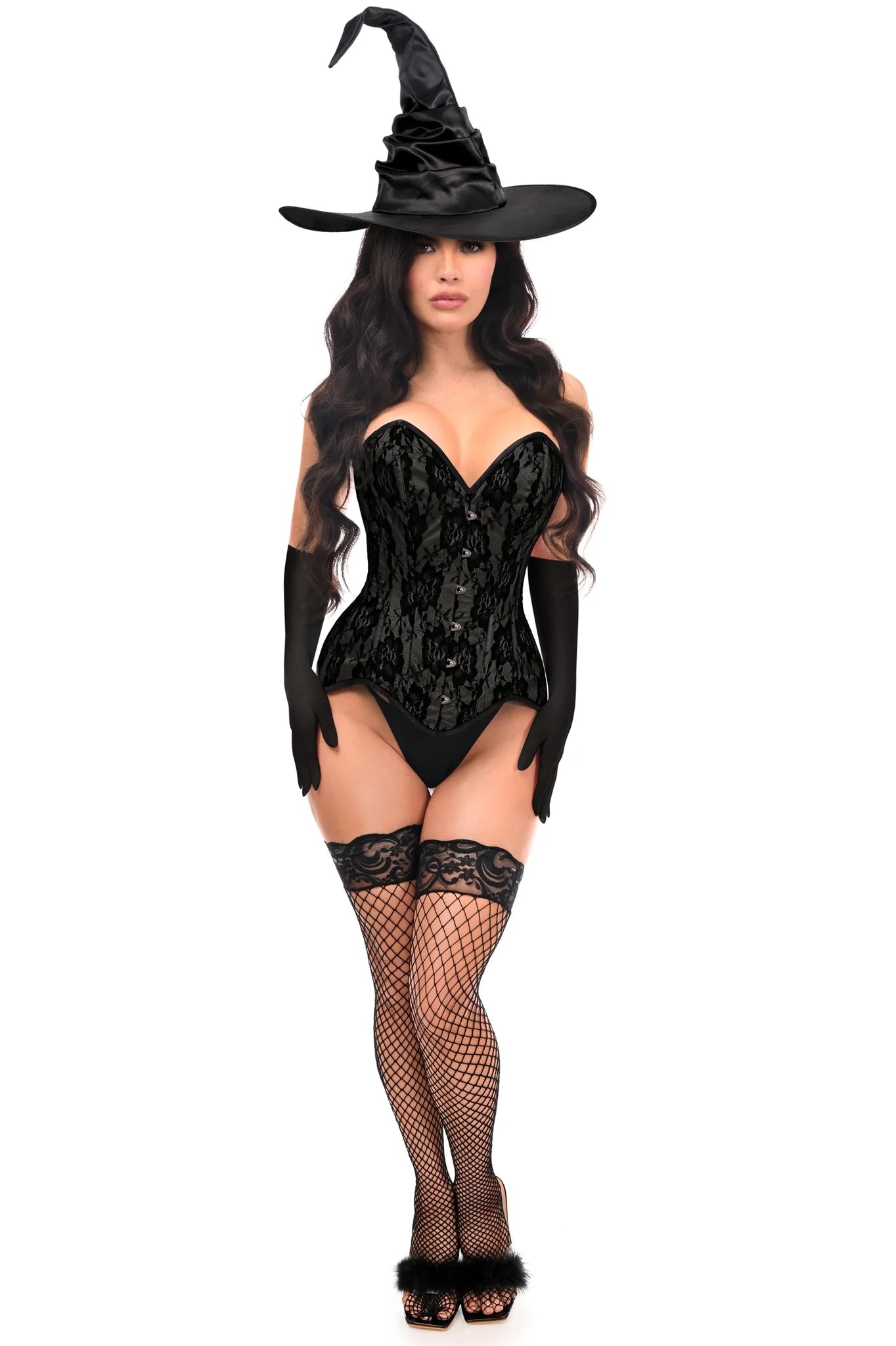 3 PC Premium Black Witch Corset Costume