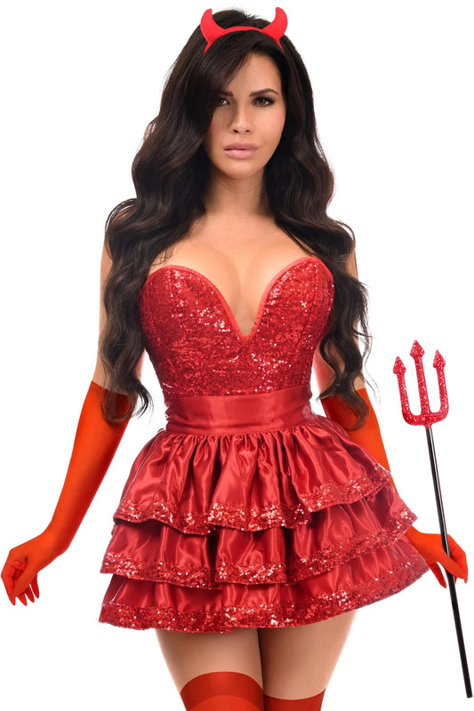 Top Drawer 5 PC Red Sequin Devil Corset Costume