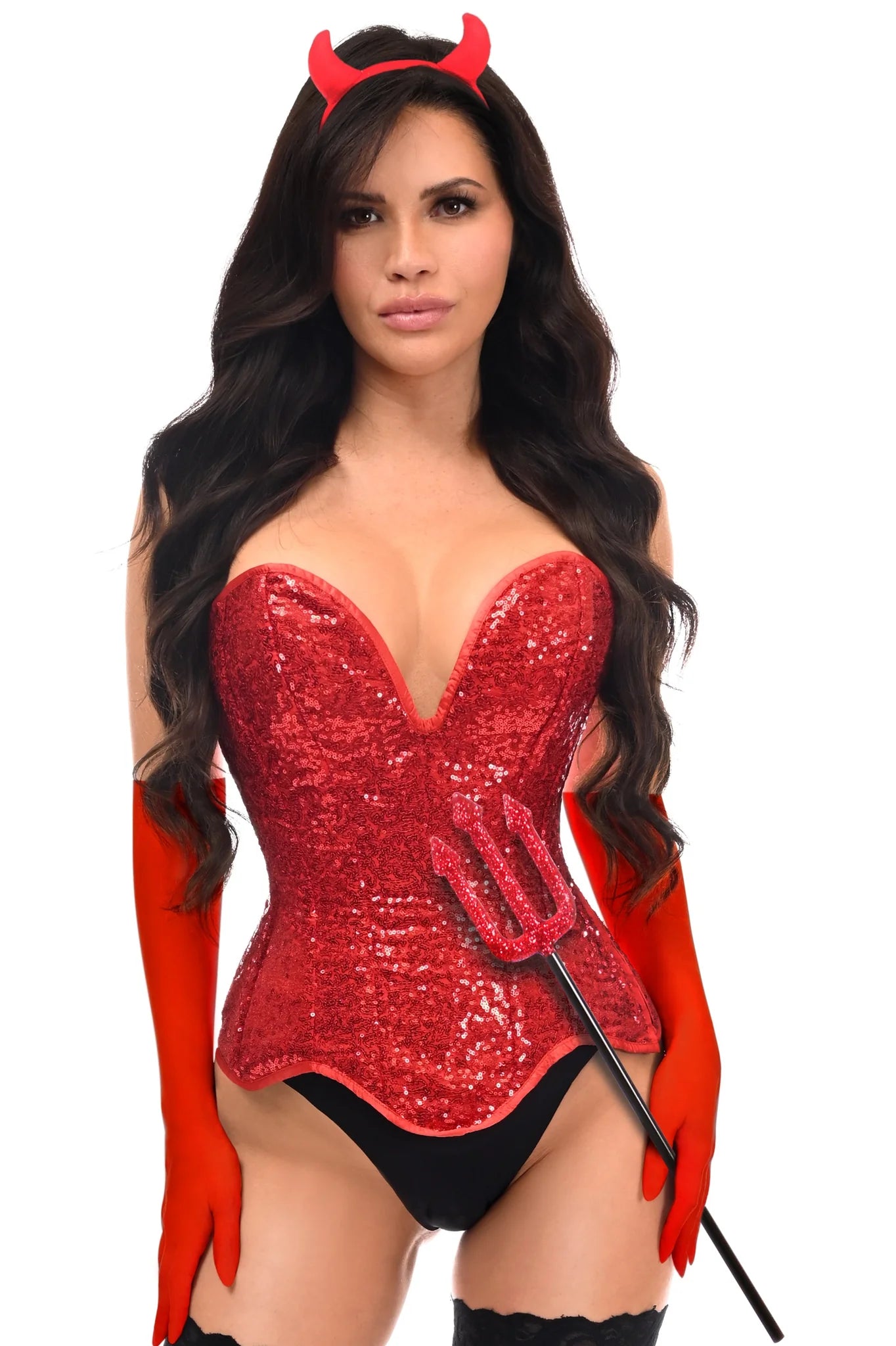 Top Drawer 4 PC Red Sequin Devil Corset Costume