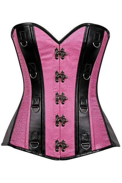 Steampunk Brocade & Faux Leather Steel Boned Corset