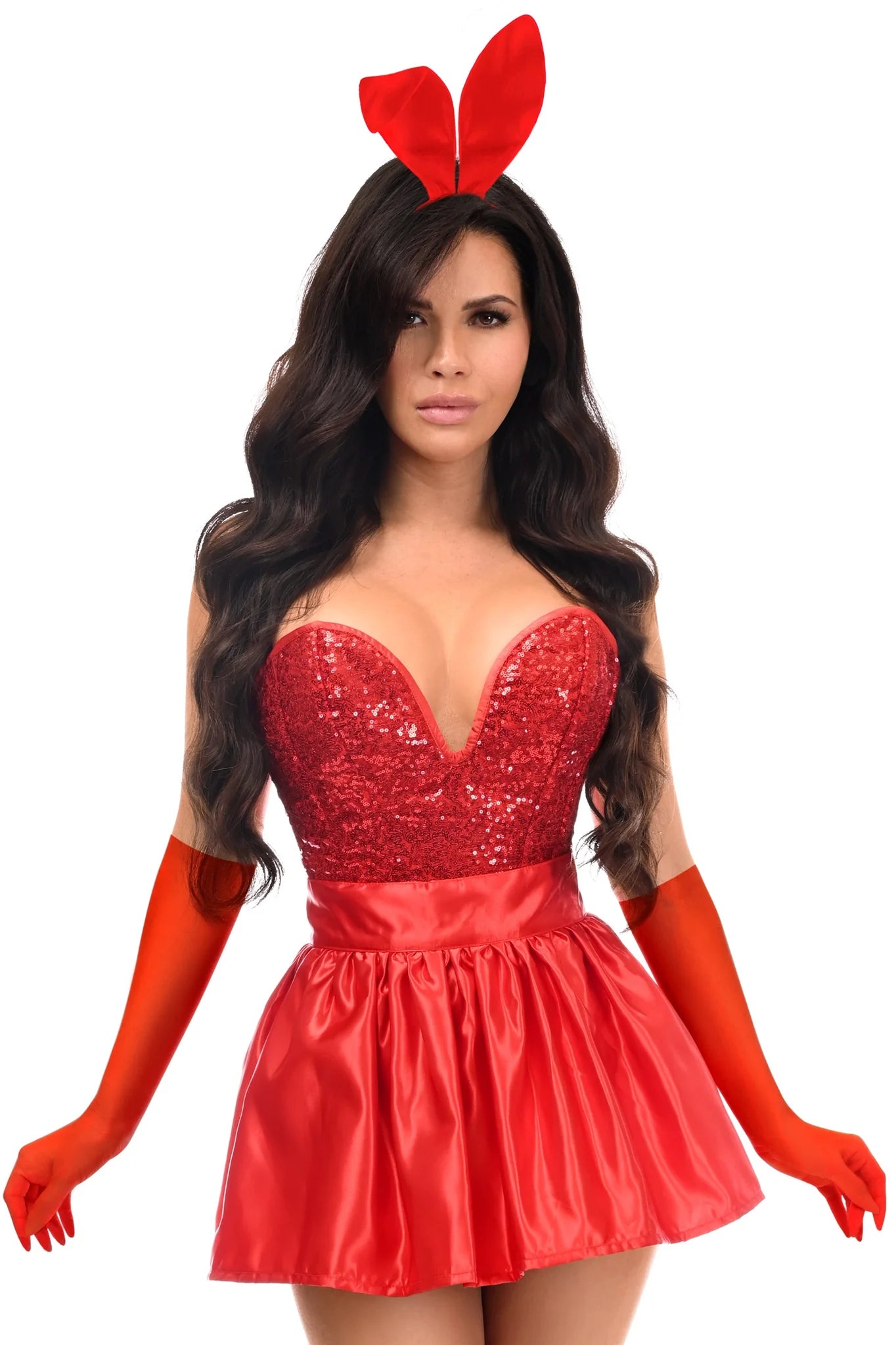 5 PC Premium Red Bunny Corset Costume