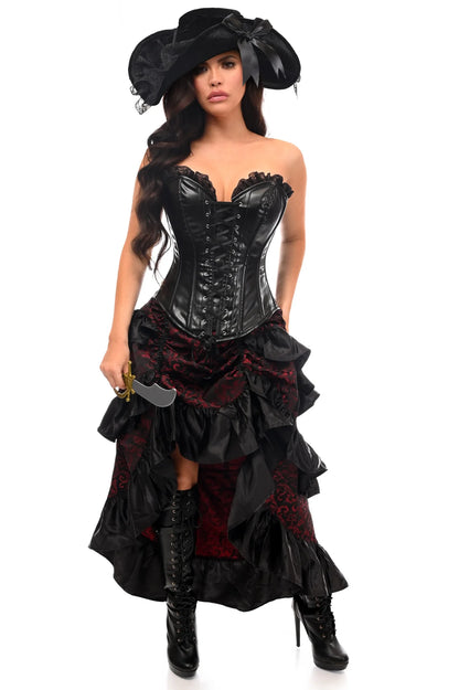 4 PC Red/Black Premium Pirate Corset Costume