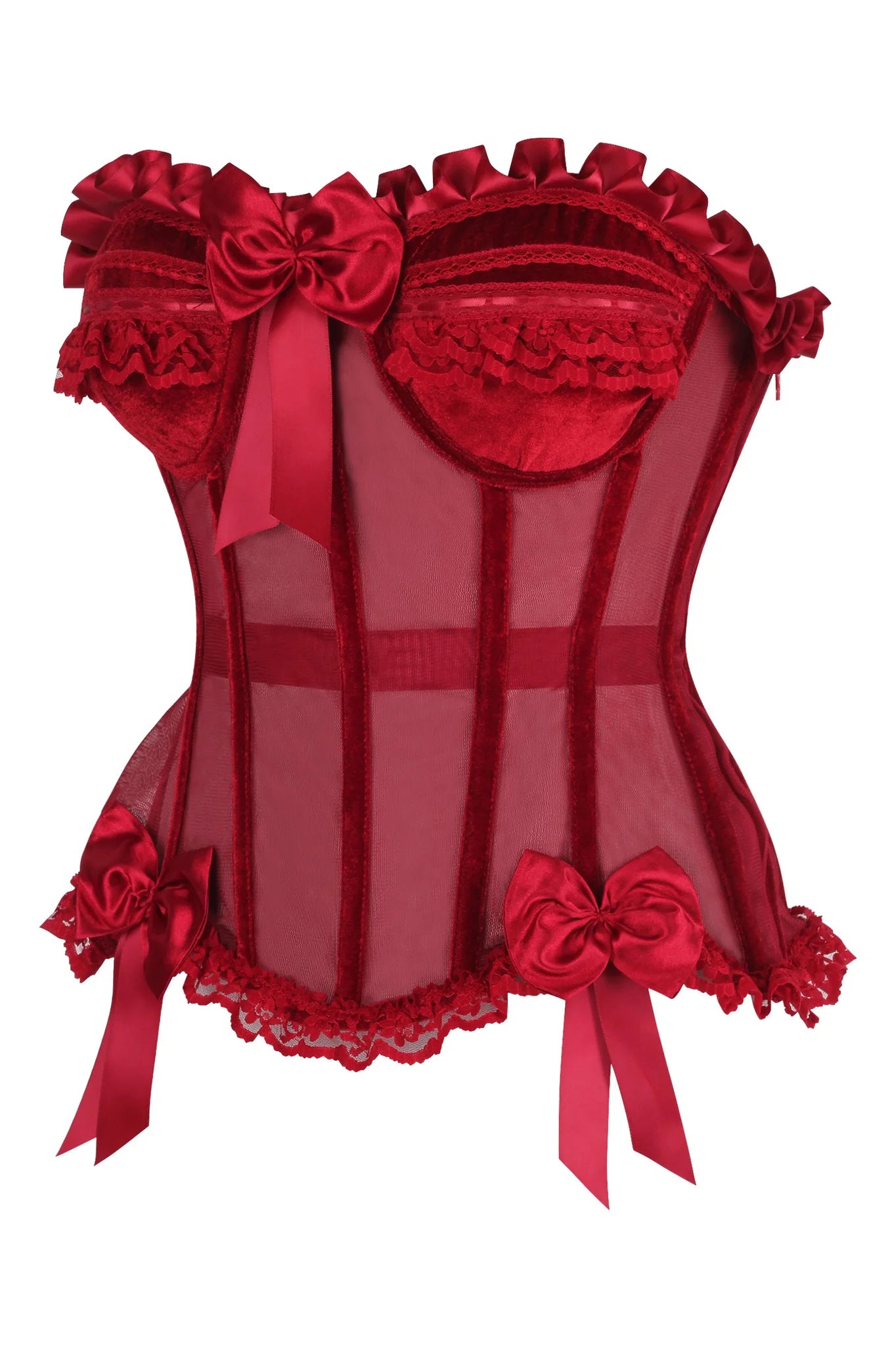 Top Drawer Mesh & Velvet Underwire Bustier Corset