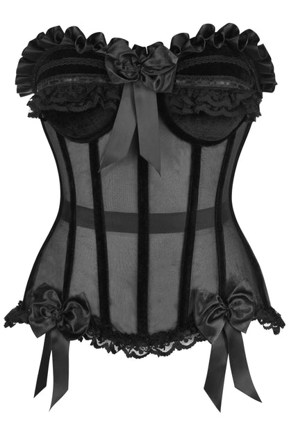 Top Drawer Mesh & Velvet Underwire Bustier Corset