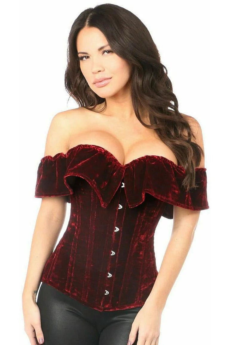 Lavish Velvet Steel Boned Overbust Corset Small