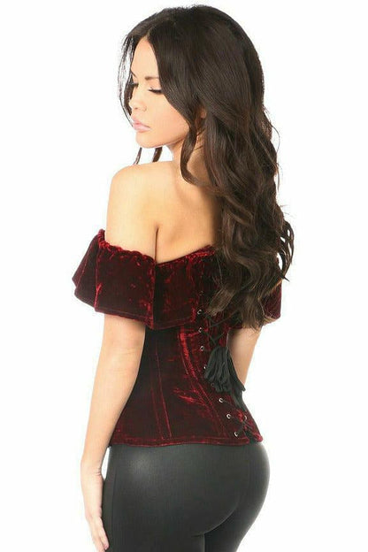 Queen Size Top Drawer Off Shoulder Velvet Corset