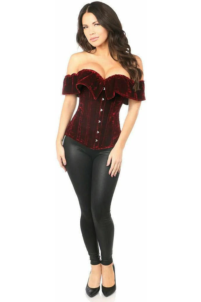 Lavish Velvet Steel Boned Overbust Corset Small