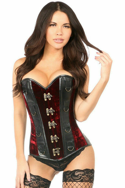 Top Drawer Faux Leather/Velvet Corset