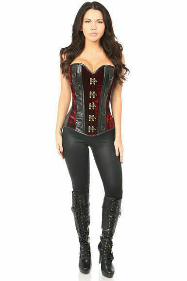 Top Drawer Faux Leather/Velvet Corset