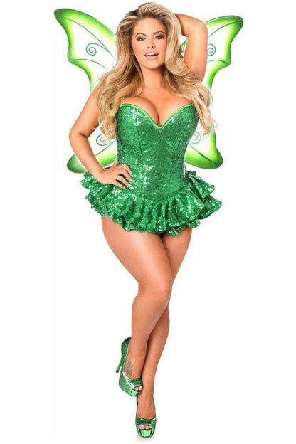 Top Drawer Premium Sequin Green Fairy Corset Dress Costume