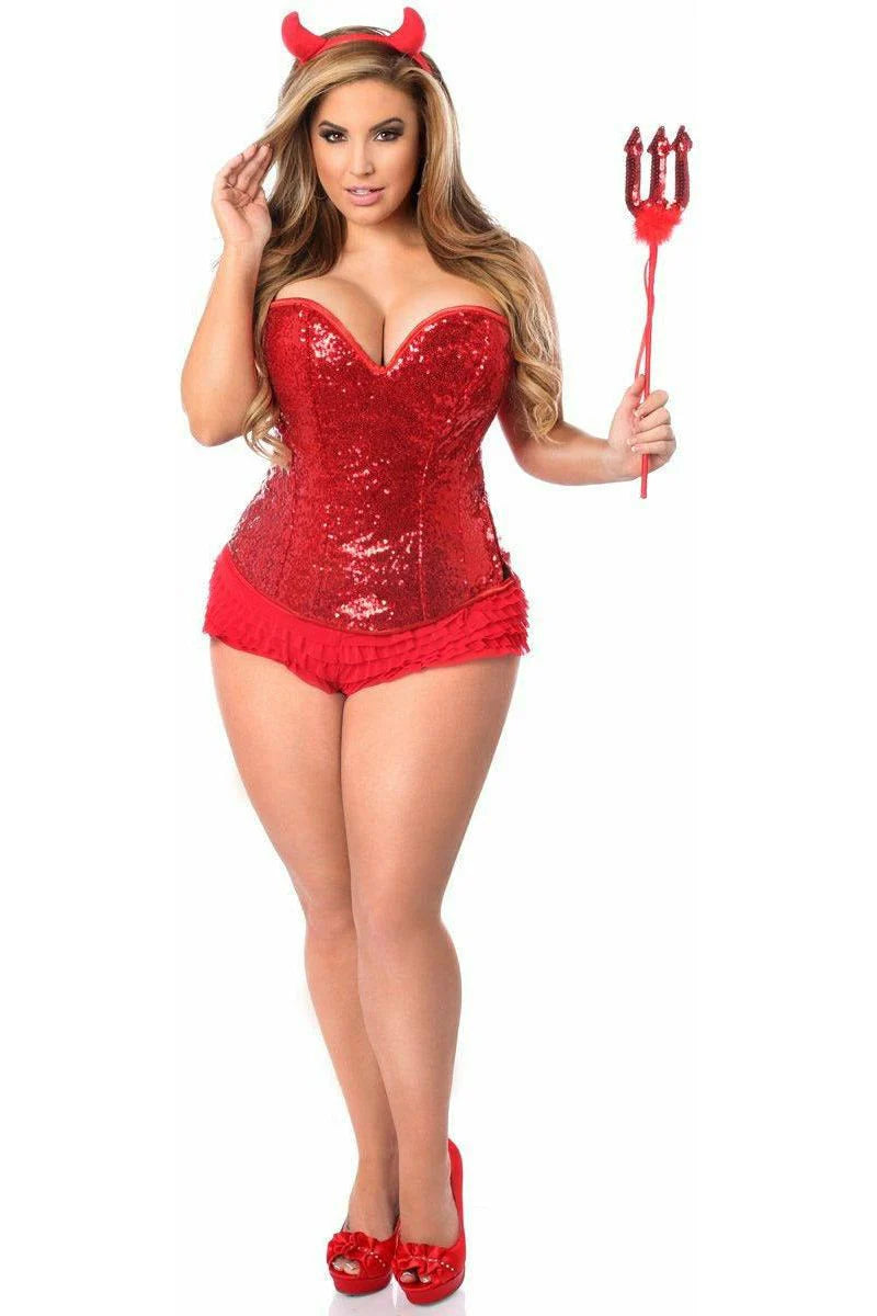 Top Drawer 4 PC Sequin Devil Corset Costume