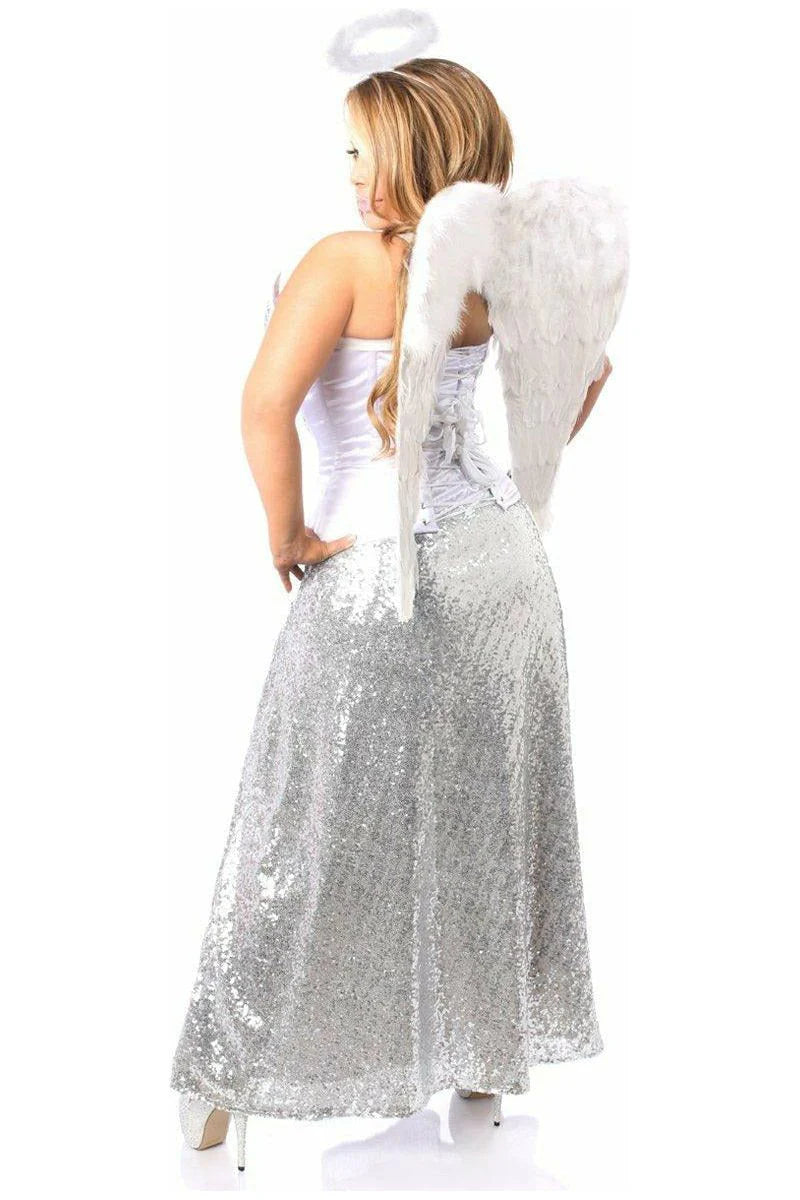 4 PC Premium Sequin Angelic Corset Costume