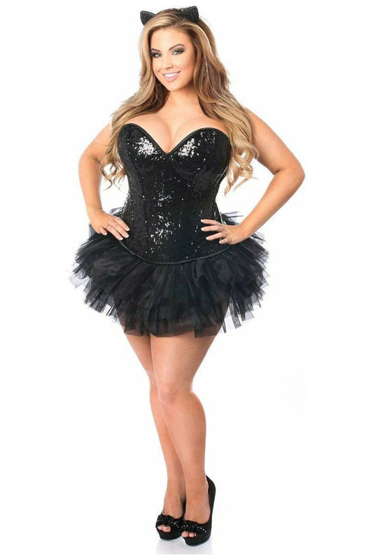 Top Drawer 3 PC Sequin Cat Corset Costume