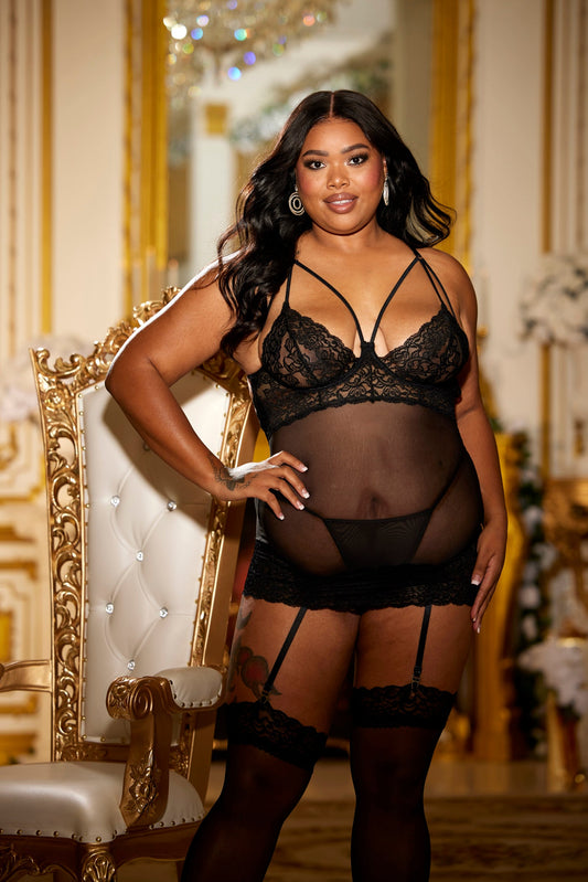 Queen Beautiful Fine Mesh Garter Slip