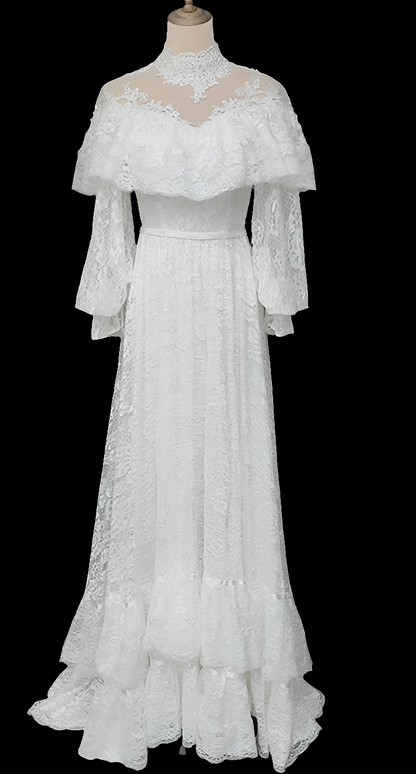 Victorian Style Lace Sheath Wedding Gown