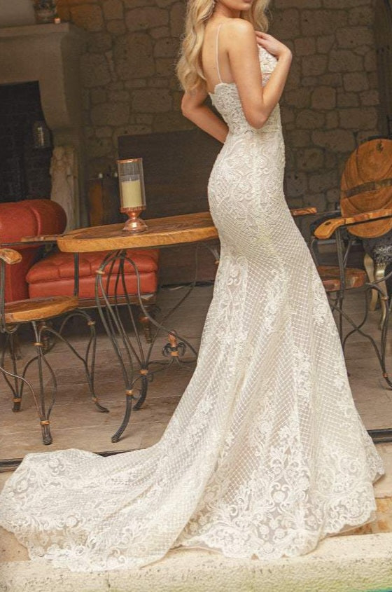 Nicole Sequined Lace Mermaid Wedding Gown All Sizes