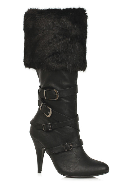 Greta-418 Faux Leather Warrior Mid Calf Boots