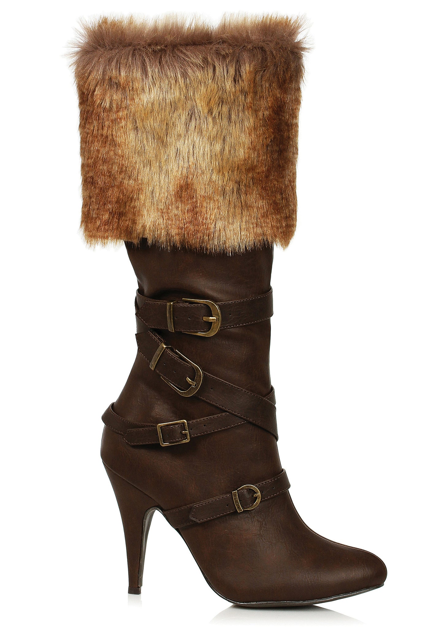 Greta-418 Faux Leather Warrior Mid Calf Boots