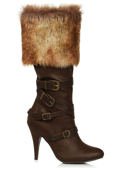 Greta-418 Faux Leather Warrior Mid Calf Boots