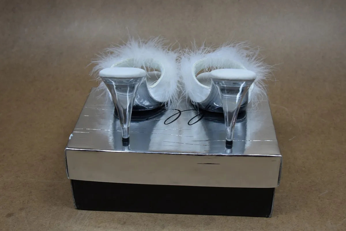 Sasha-405 4" Clear Marabou Glamour Slippers