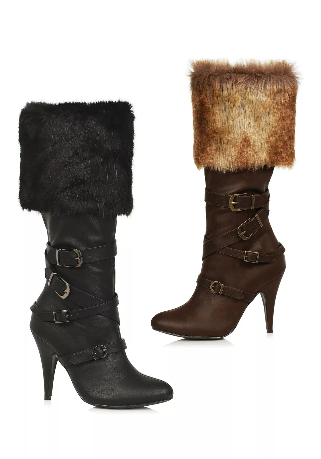 Greta-418 Faux Leather Warrior Mid Calf Boots