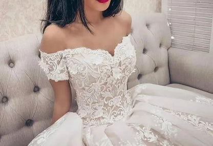 Lace Off Shoulder Ball Wedding Gowns All Sizes/Colors