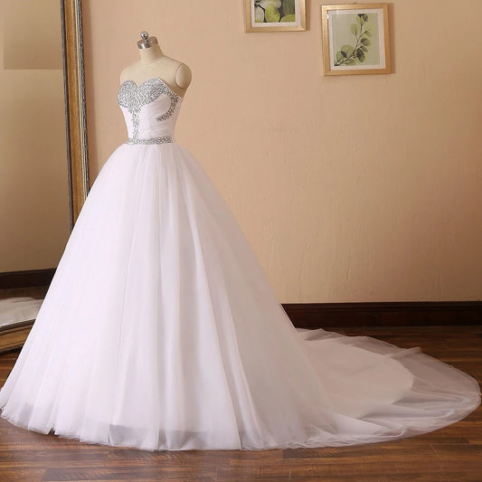 Princess Bejeweled Tulle Strapless Ball Wedding Gown All Sizes/Colors