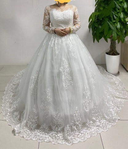 Long Sleeved Lace Ball Wedding Gown All Sizes/Colors