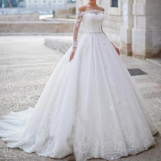 Lace Bateau Sparkle Tulle Ball Wedding Gown All Sizes/Colors