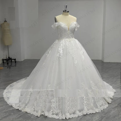 Lace/Tulle Off Shoulder Ball Wedding Gown All Sizes/Colors