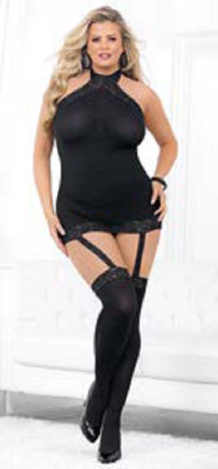 Diva Opaque Garter Slip & Stockings Set