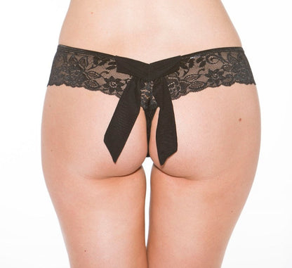 Bow Back Lace Crotchless Panty