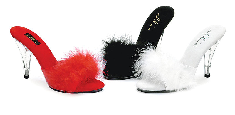 Sasha-405 4" Clear Marabou Glamour Slippers