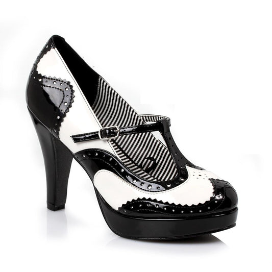 4" Heel Contrast T Strap Pump